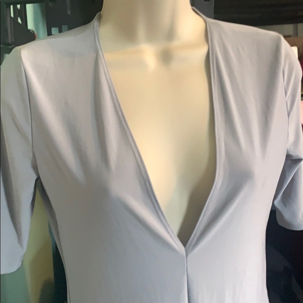 Gray plunge short sleeve bodysuit